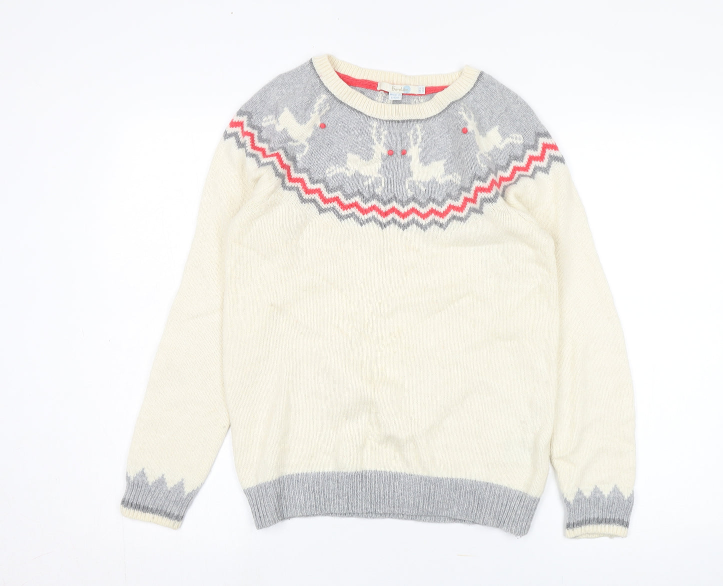 Boden Women's Ivory Wool Christmas Jumper Size 12