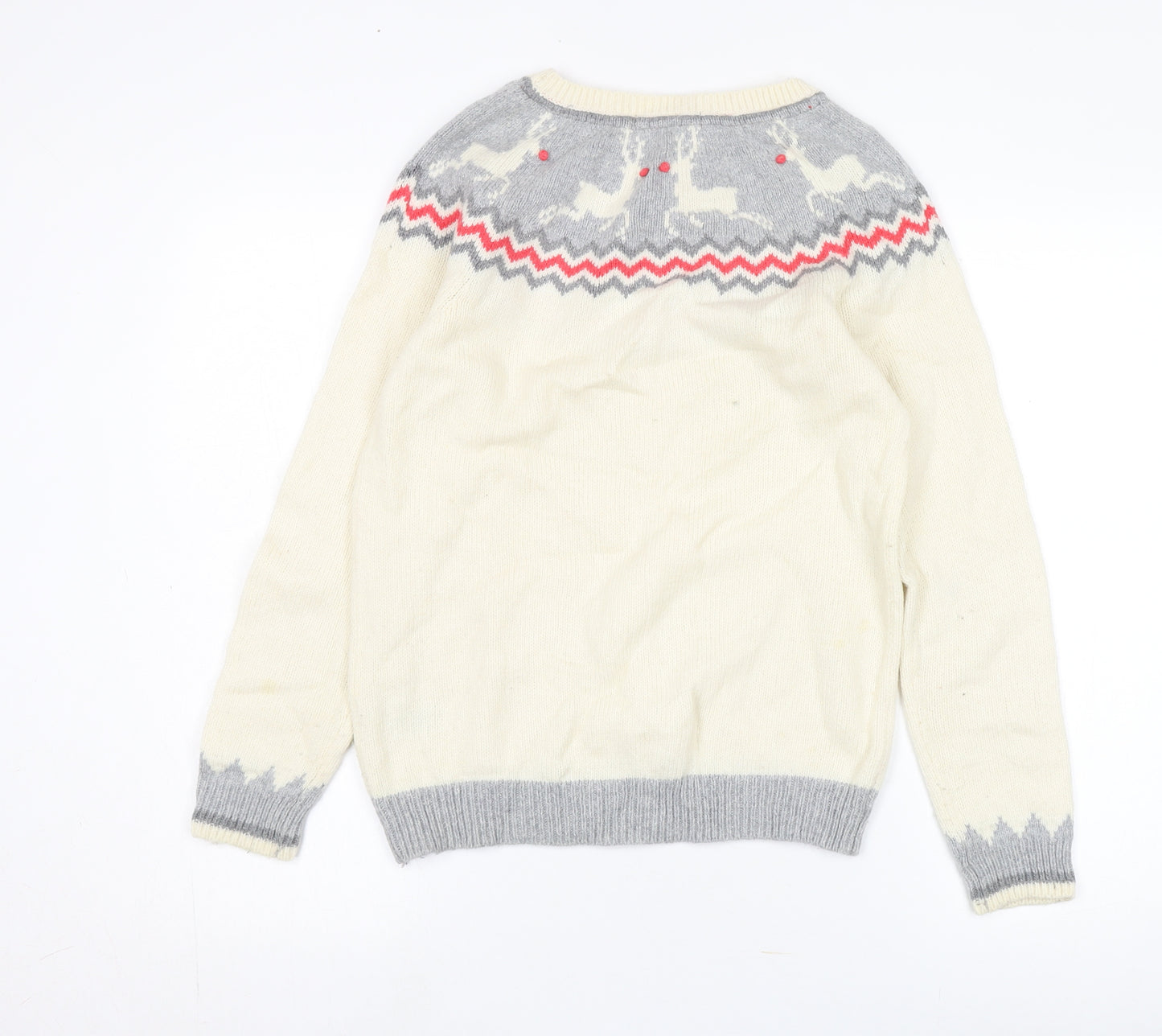 Boden Women's Ivory Wool Christmas Jumper Size 12