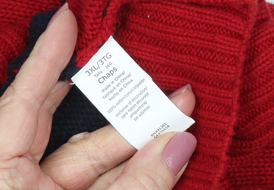 Chaps Men's 3XL Red Black Striped Full Zip Jumper