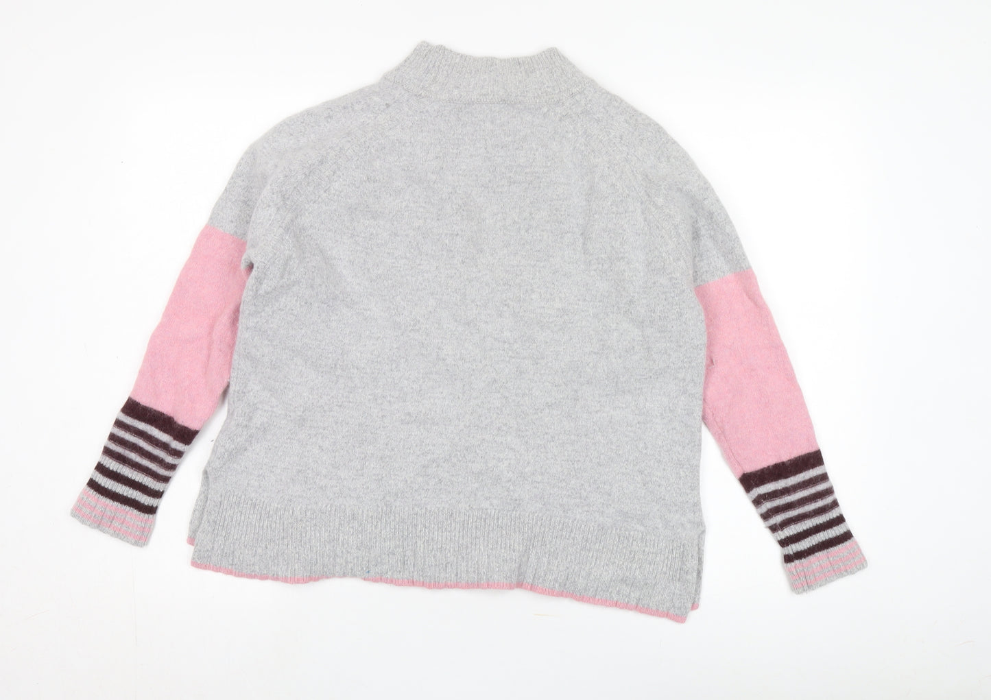 White Stuff Women's Grey Wool Star Pullover Jumper UK 16