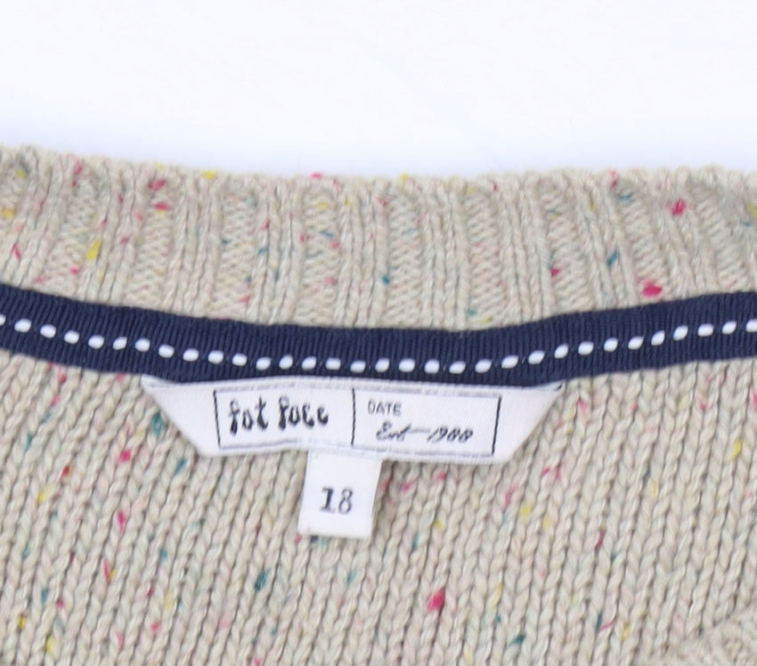 Fat Face Women's Beige Pullover Jumper Size 18