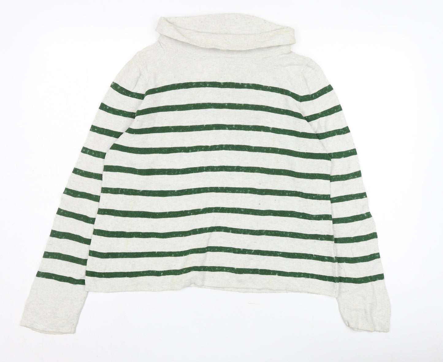 Seasalt Women's Green Striped Roll Neck Jumper Size 12