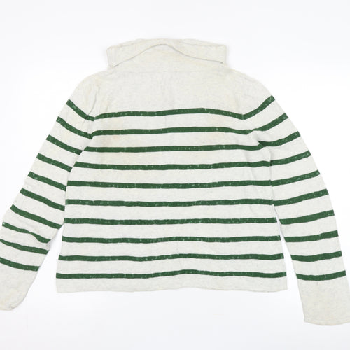 Seasalt Women's Green Striped Roll Neck Jumper Size 12