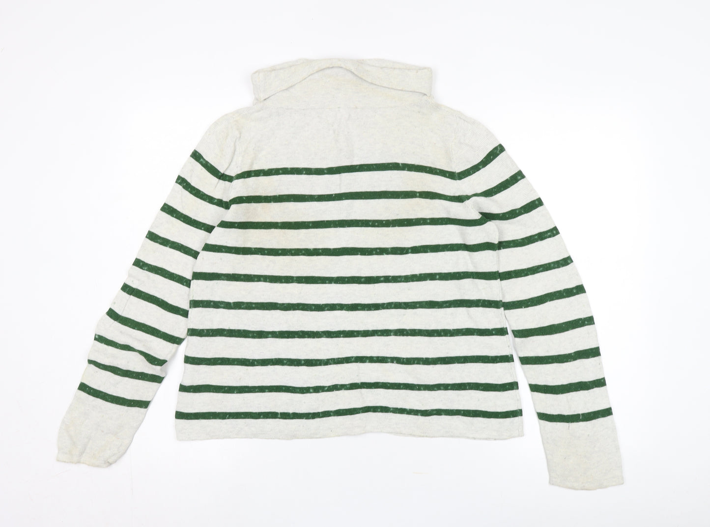 Seasalt Women's Green Striped Roll Neck Jumper Size 12