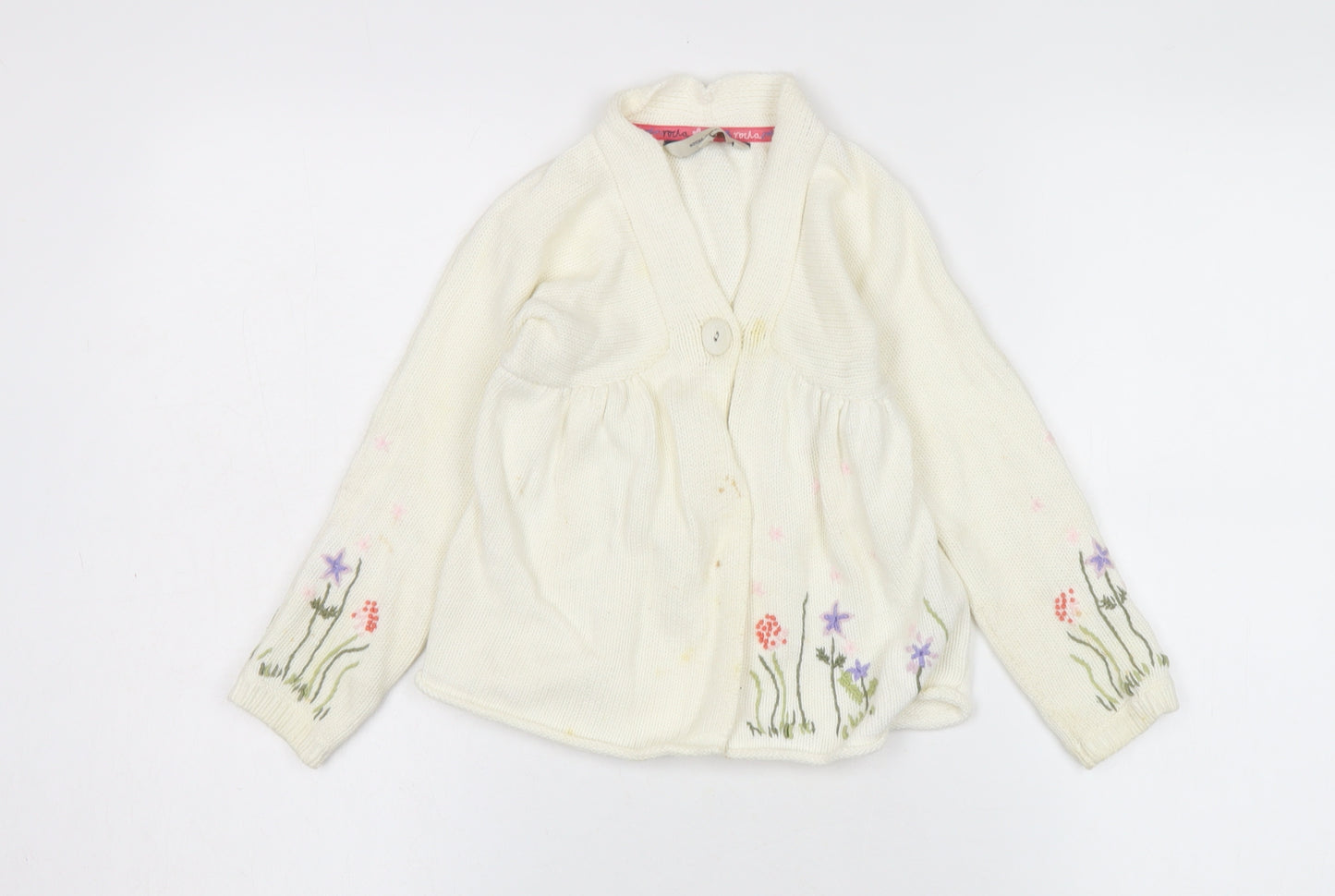 Rocha John Rocha Girls Ivory Floral Cardigan 6 Years