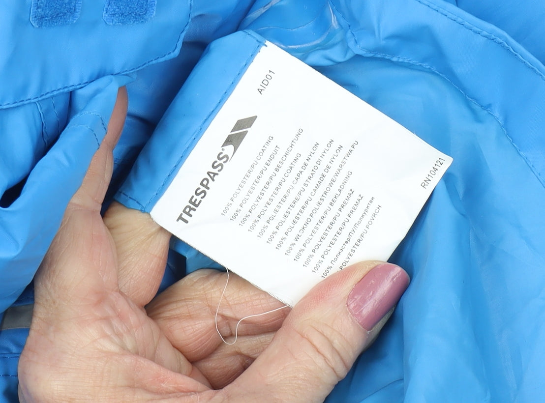 Trespass Boys Blue Waterproof Rain Coat Jacket 9 Years