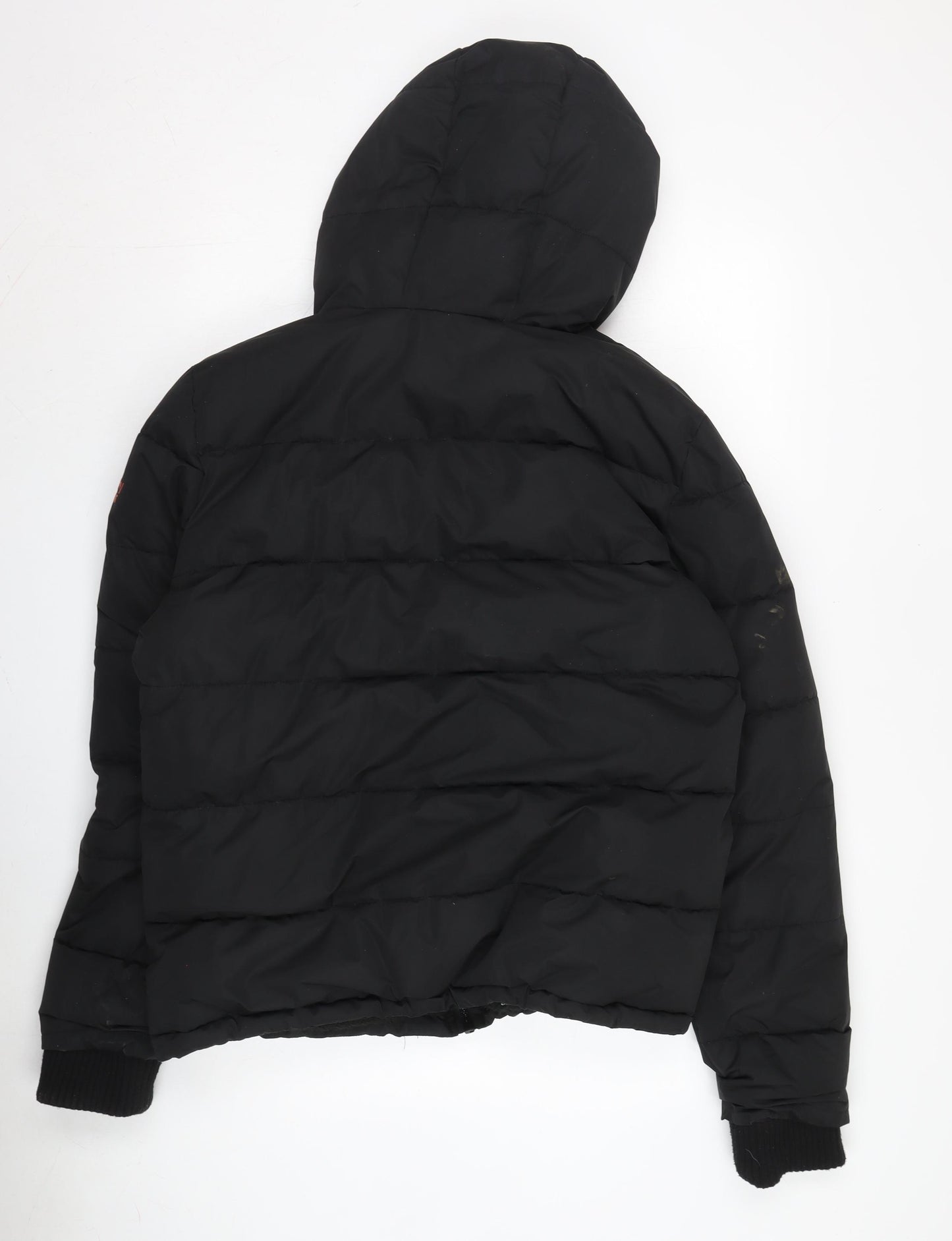 Superdry Women's Black Puffer Jacket Size 16 Hooded