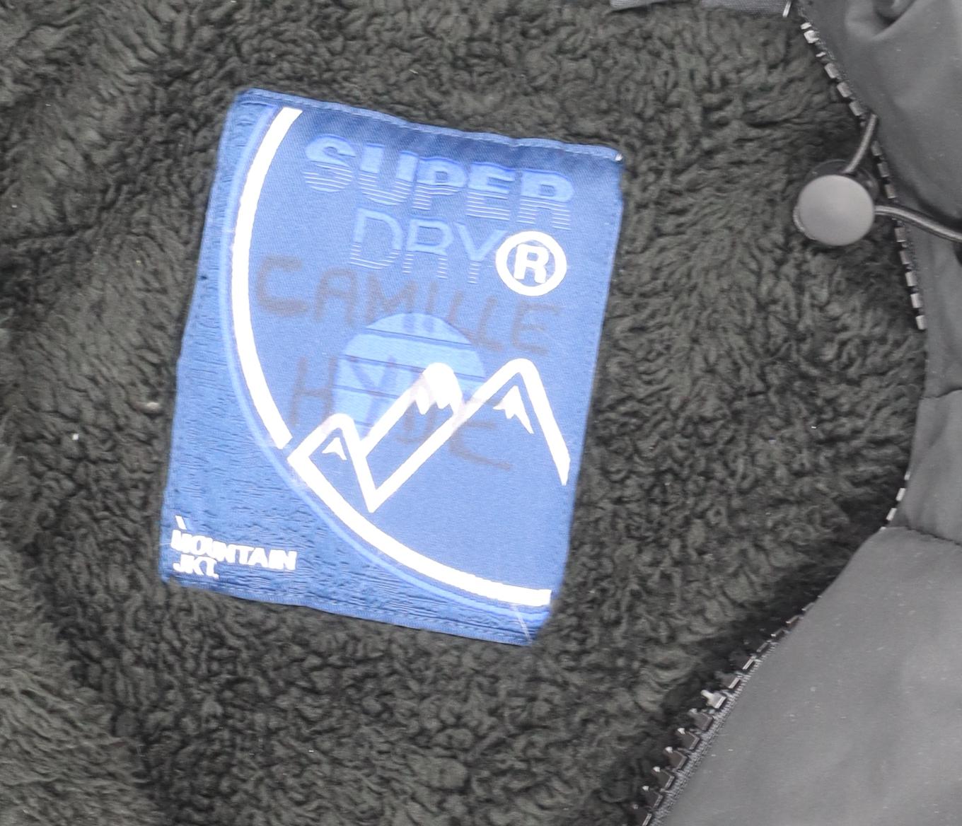 Superdry Women's Black Puffer Jacket Size 16 Hooded