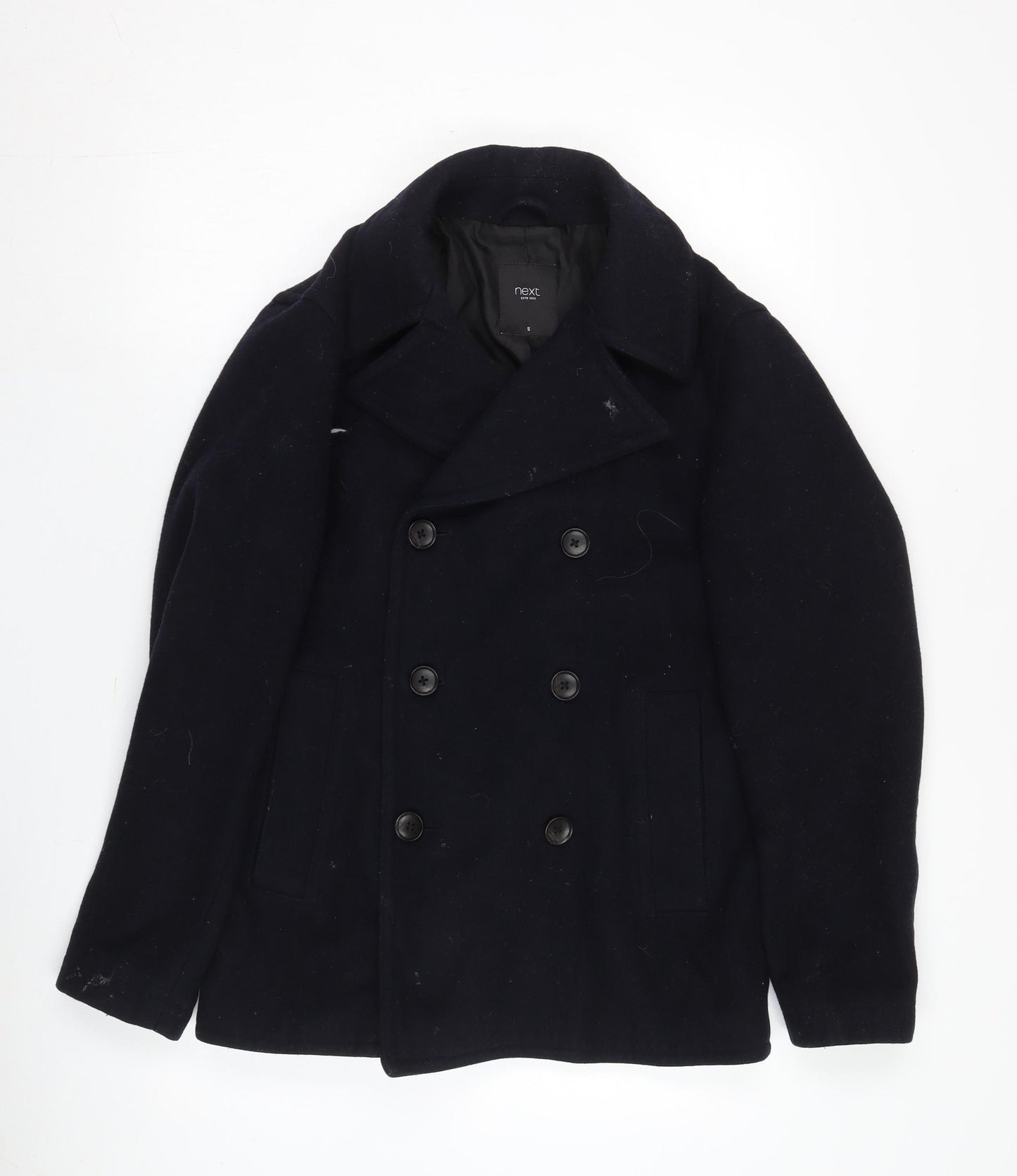 Next Men's Black Classic Pea Coat in Small Size
