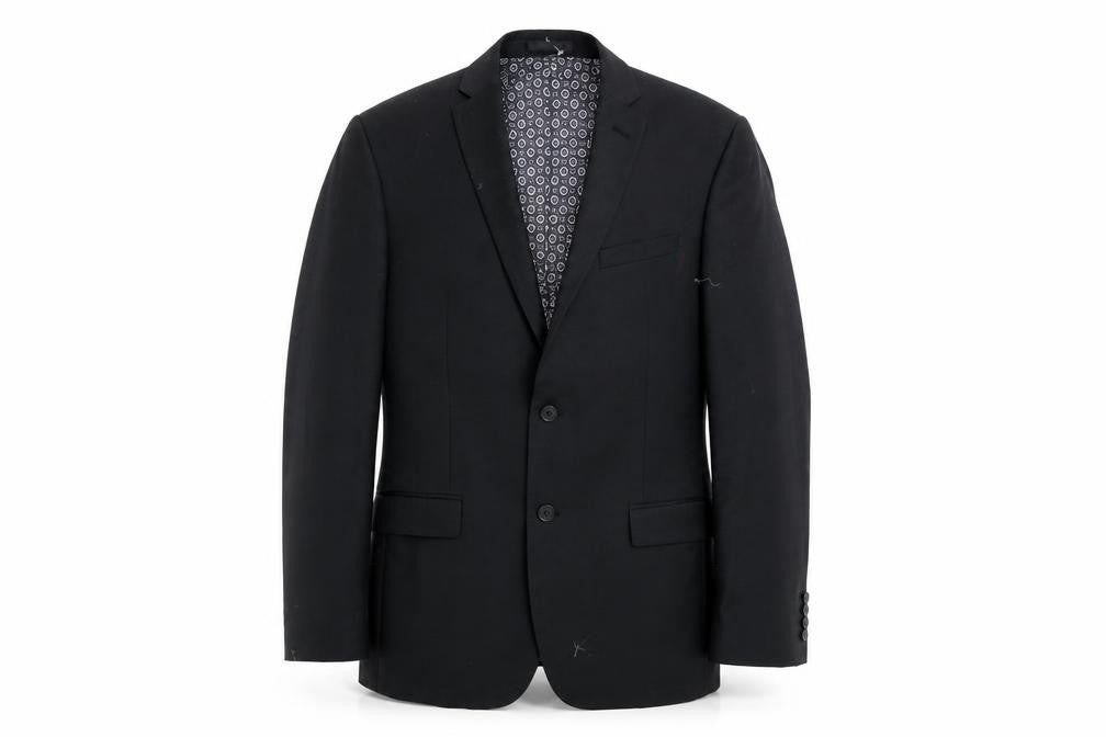 Front view of Racing Green Men's Black Blazer, size 40, Regular Fit