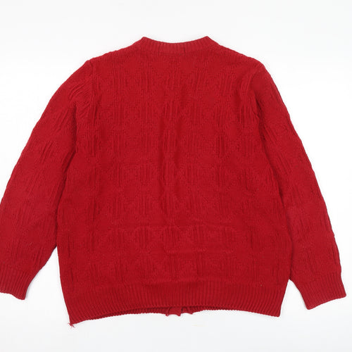 St Michael Women's Red Wool Cardigan Size 12-14