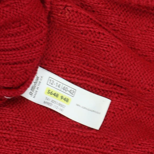 St Michael Women's Red Wool Cardigan Size 12-14