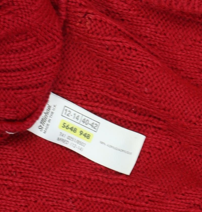 St Michael Women's Red Wool Cardigan Size 12-14