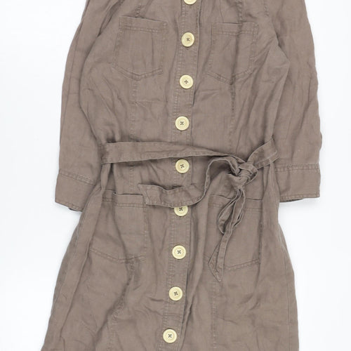 Boden Women's Brown Linen Shirt Dress Size 12