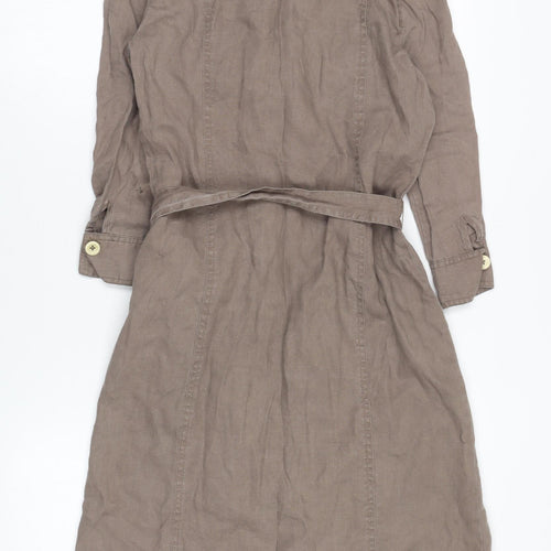 Boden Women's Brown Linen Shirt Dress Size 12