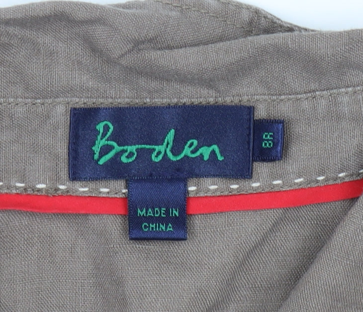 Boden Women's Brown Linen Shirt Dress Size 12
