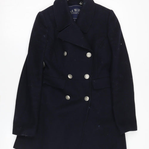 Jack Wills Women's Black Wool Pea Coat Size 8