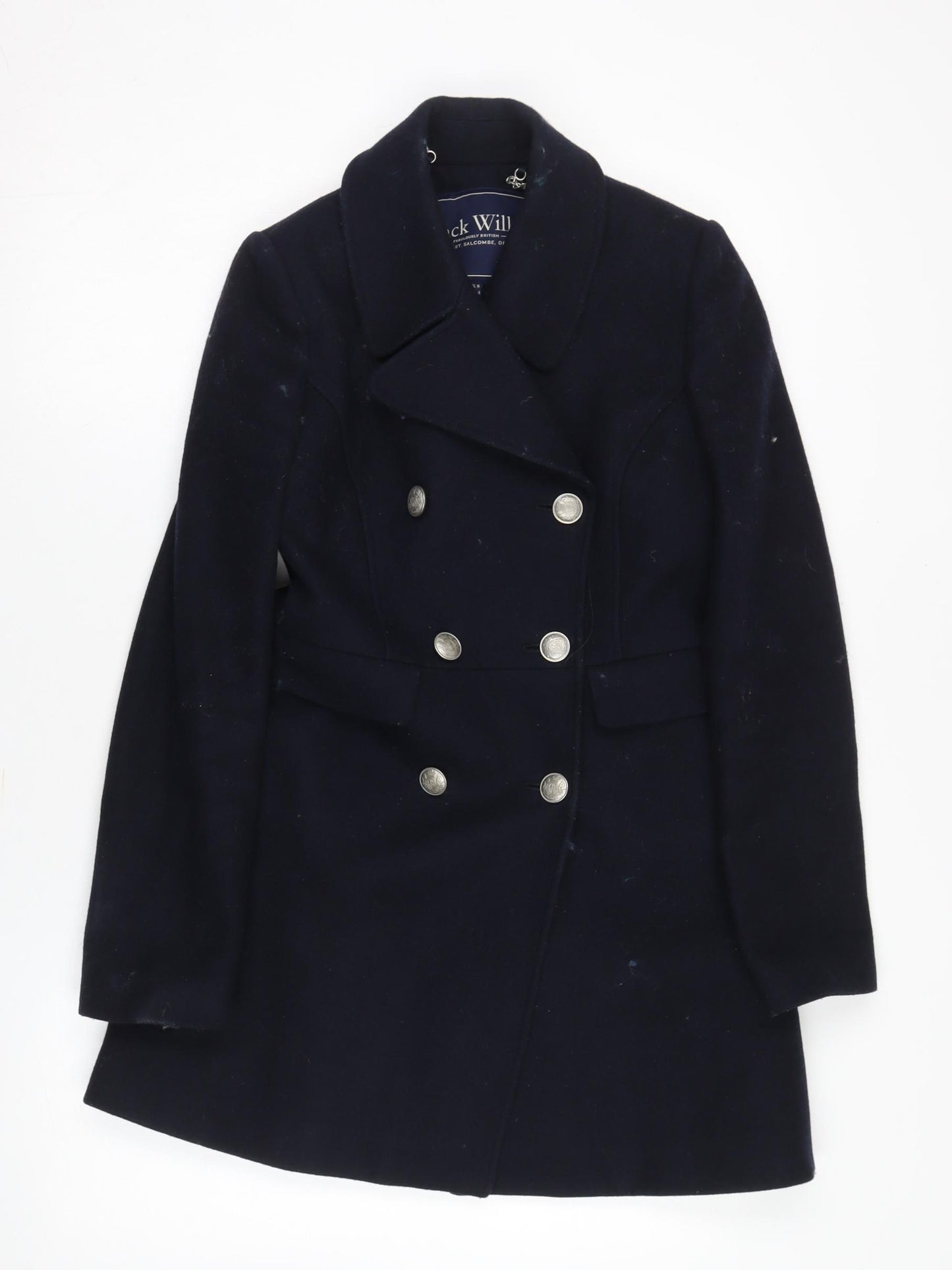 Jack Wills Women's Black Wool Pea Coat Size 8