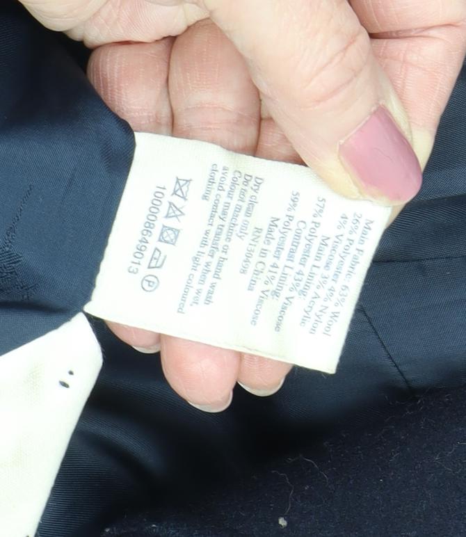 Jack Wills Women's Black Wool Pea Coat Size 8