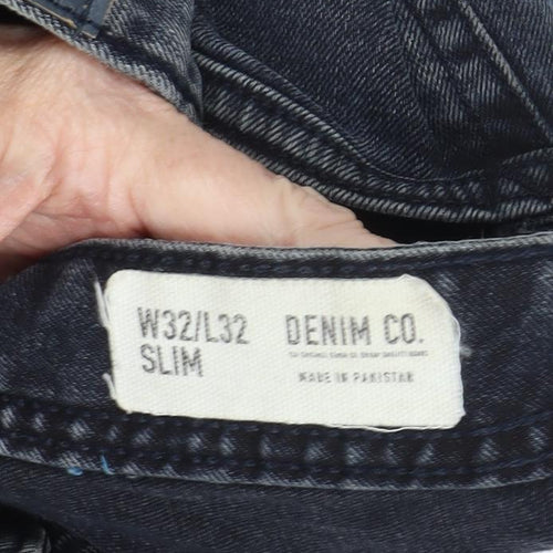 Denim Co. Men's Black Slim Jeans, Size M, 32W32L