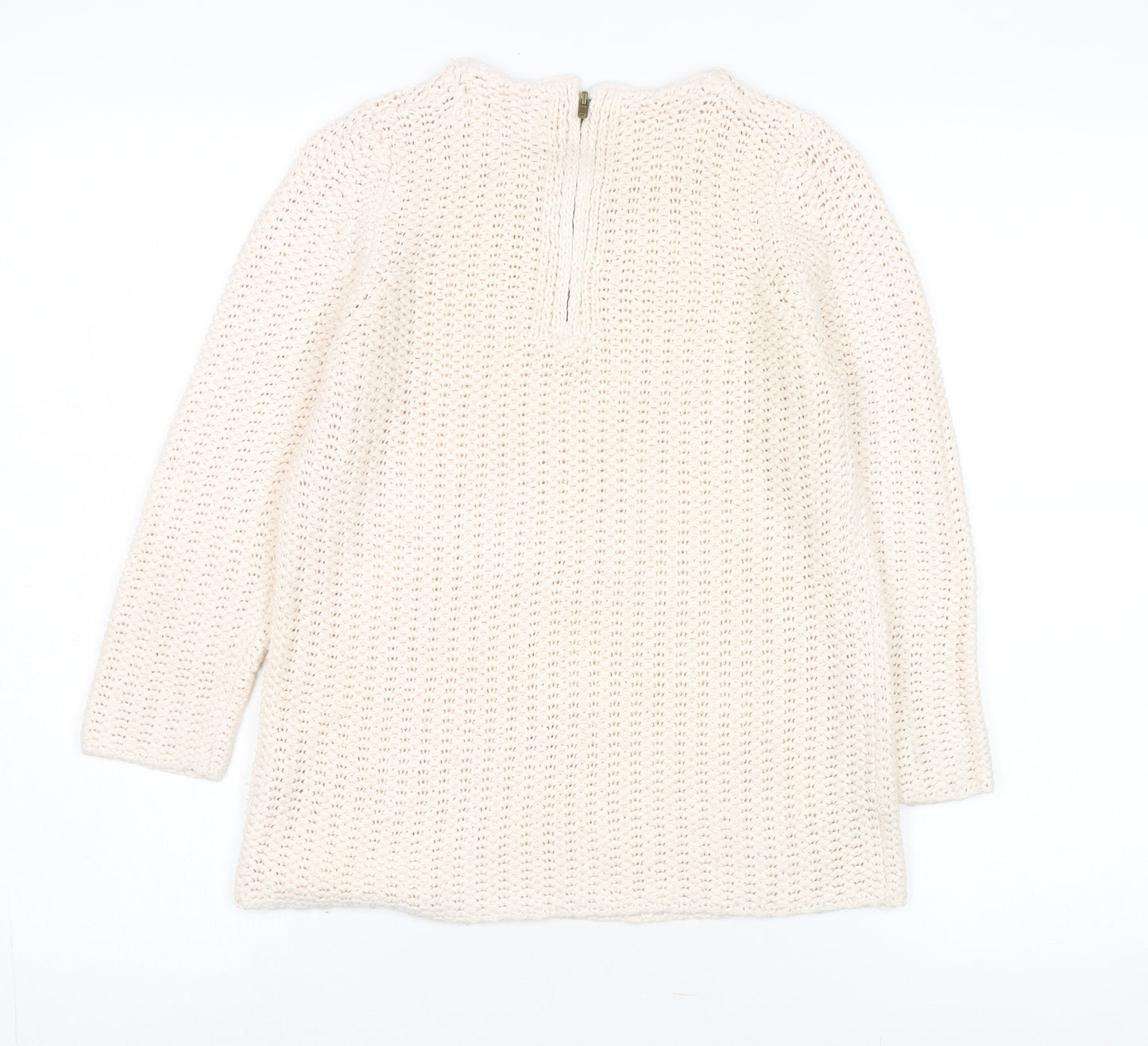 Zara Women's Ivory Pullover Jumper, Size 2, Chunky Knit
