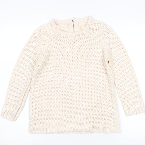 Zara Women's Ivory Pullover Jumper, Size 2, Chunky Knit
