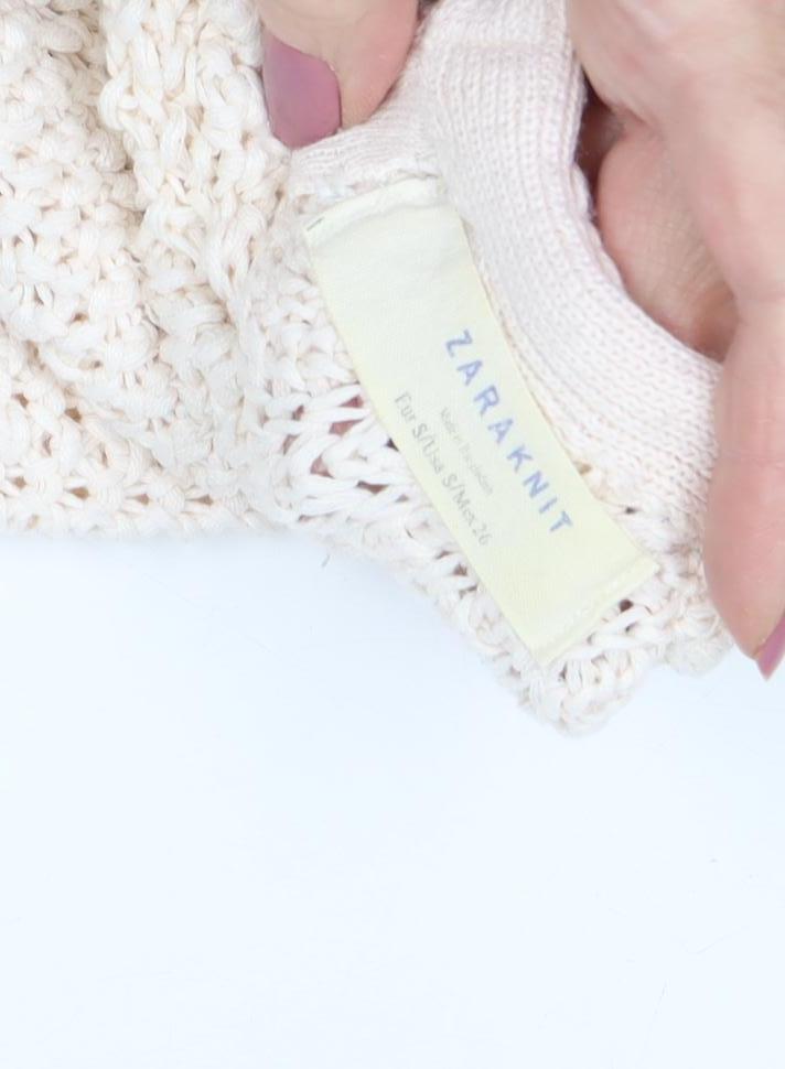 Zara Women's Ivory Pullover Jumper, Size 2, Chunky Knit