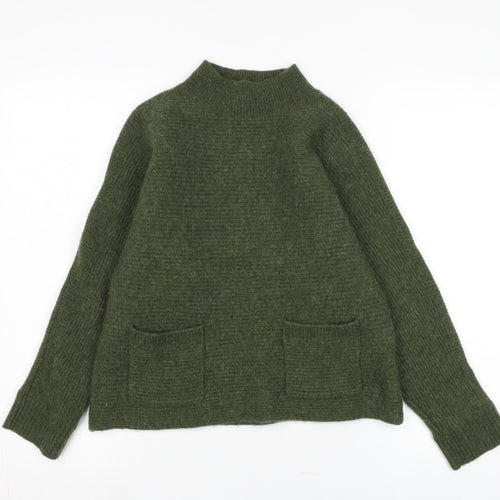 White Stuff Women's Green Mock Neck Pullover Jumper, Size 10