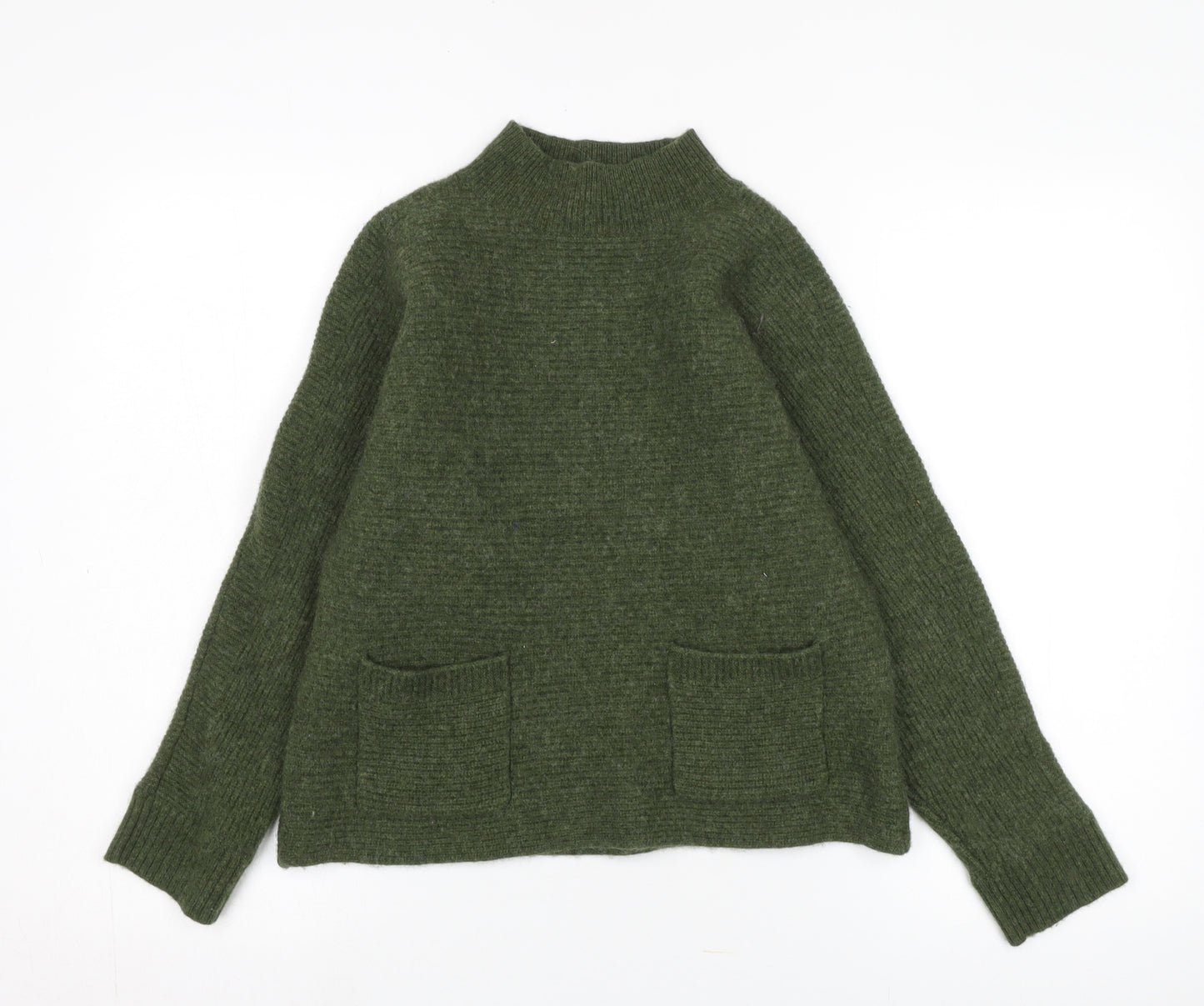 White Stuff Women's Green Mock Neck Pullover Jumper, Size 10