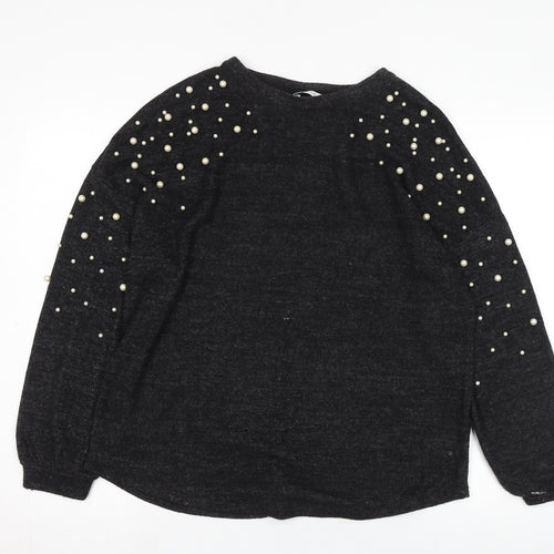 Papaya Women's Black Beaded Pullover Jumper Size 12