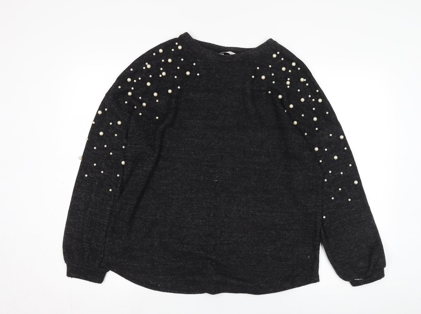 Papaya Women's Black Beaded Pullover Jumper Size 12