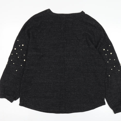 Papaya Women's Black Beaded Pullover Jumper Size 12