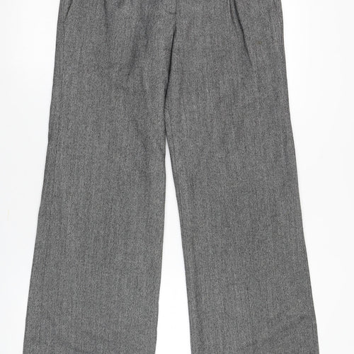 French Connection Women's Grey Wide-Leg Wool Trousers
