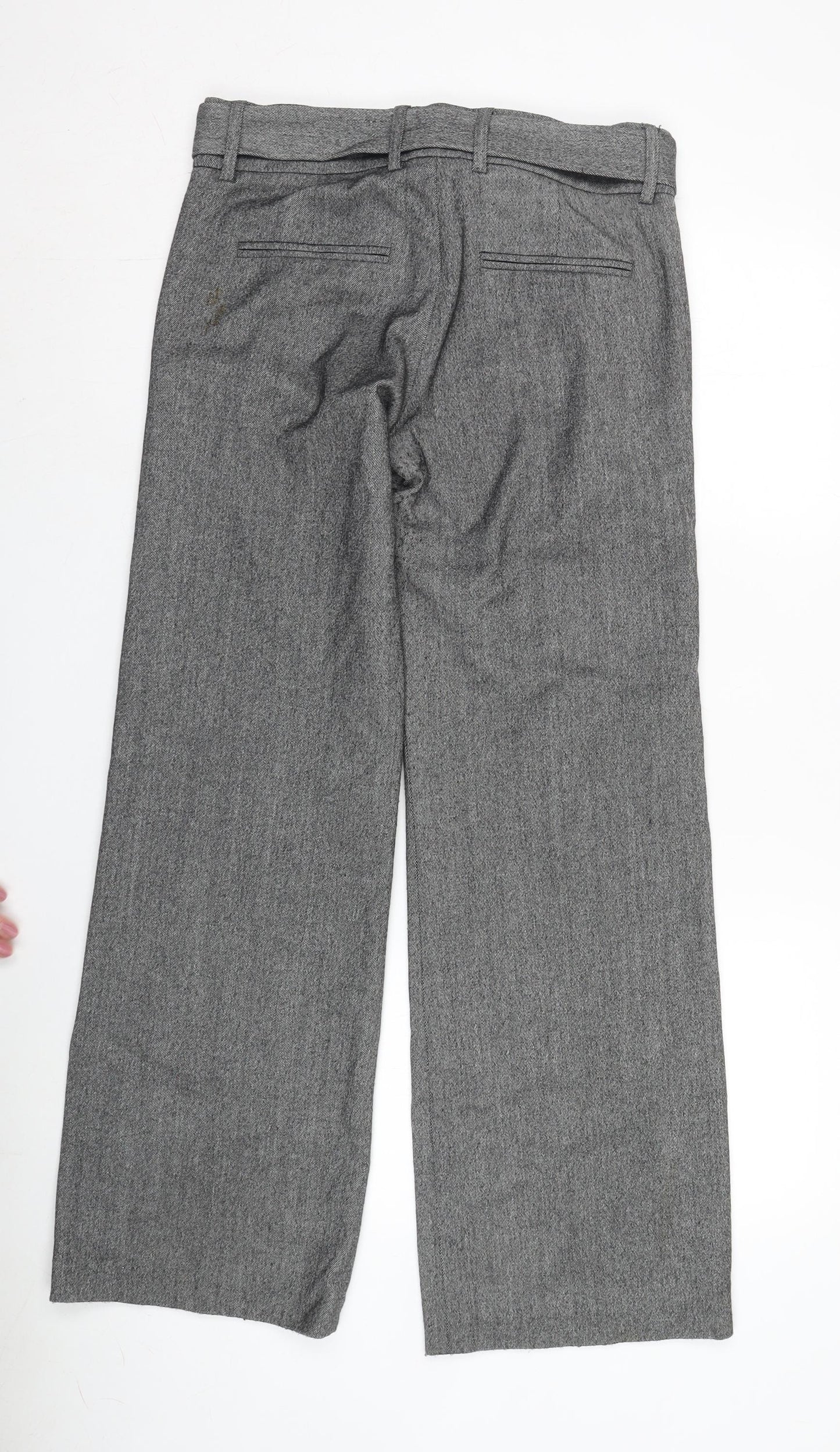 French Connection Women's Grey Wide-Leg Wool Trousers
