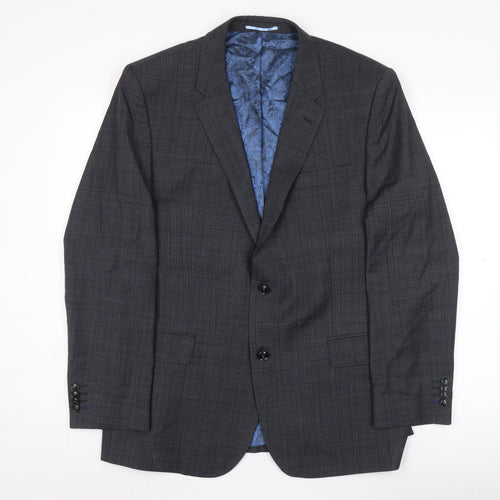 Santinelli Men’s Grey Check Wool Suit Jacket 44R