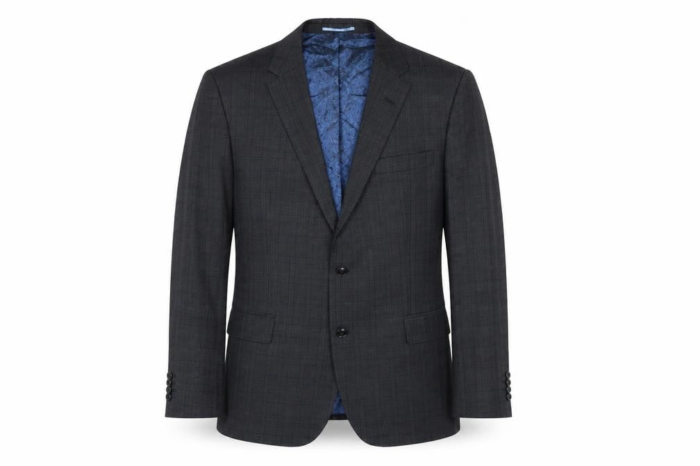 Front view of Santinelli Men’s Grey Check Wool Suit Jacket 44R