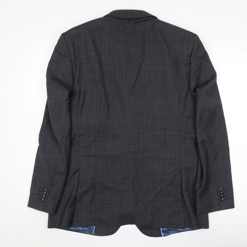 Santinelli Men’s Grey Check Wool Suit Jacket 44R