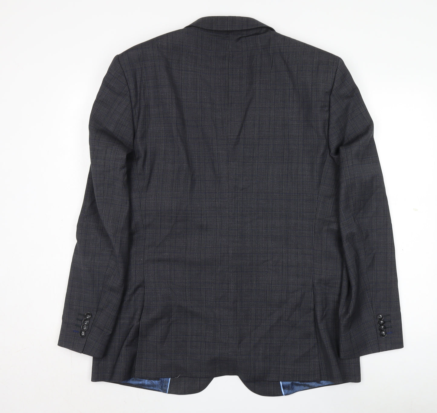 Santinelli Men’s Grey Check Wool Suit Jacket 44R