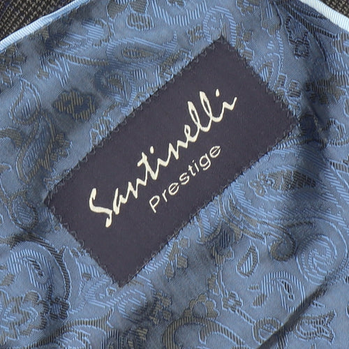 Santinelli Men’s Grey Check Wool Suit Jacket 44R