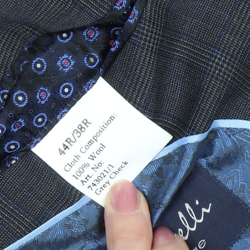 Santinelli Men’s Grey Check Wool Suit Jacket 44R