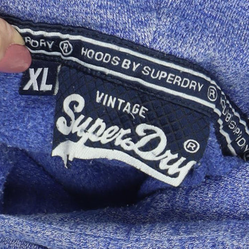 Superdry Men's Blue XL Pullover Hoodie with Logo