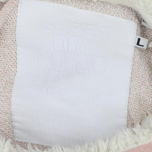 Superdry Women's Pink L Pullover Hoodie with Logo Accents