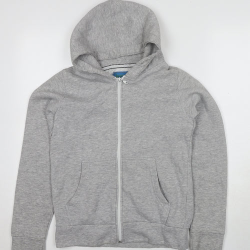 Koopoi Men's Grey Full Zip Hoodie - Size S, Hooded with Pockets