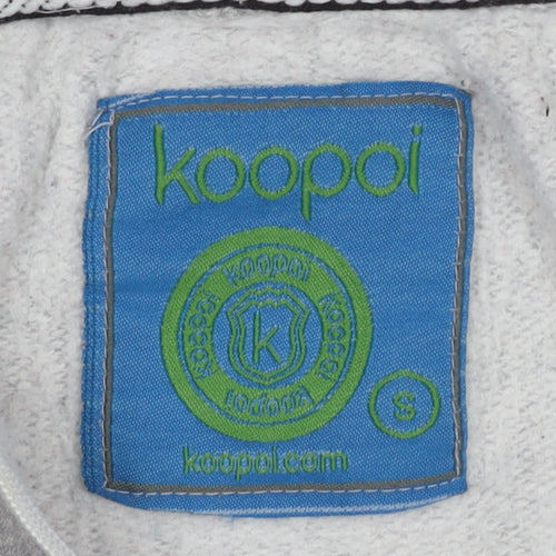 Koopoi Men's Grey Full Zip Hoodie - Size S, Hooded with Pockets