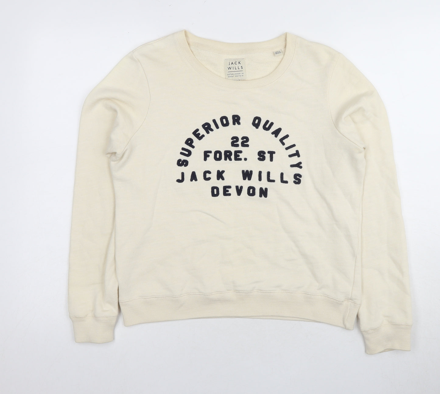 Jack Wills Women's Ivory Logo Pullover Sweatshirt UK 10