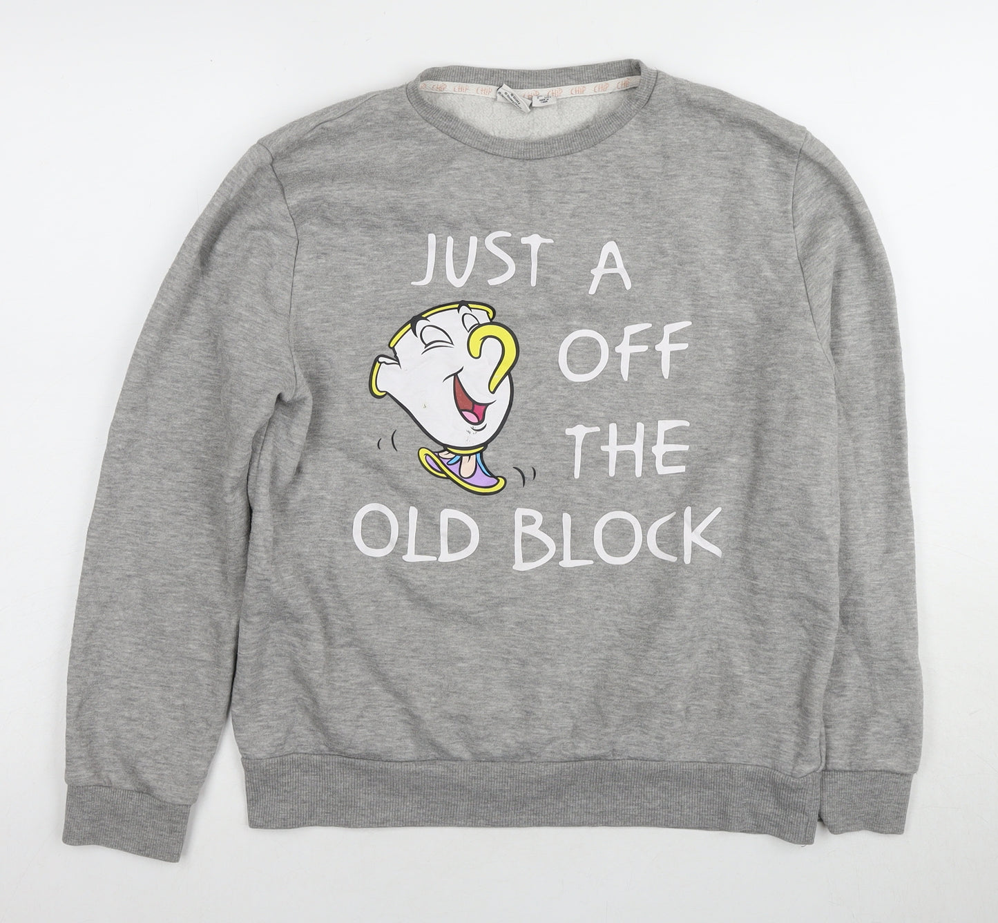 Disney Women's Grey Pullover Sweatshirt, Size M, Chip Graphic