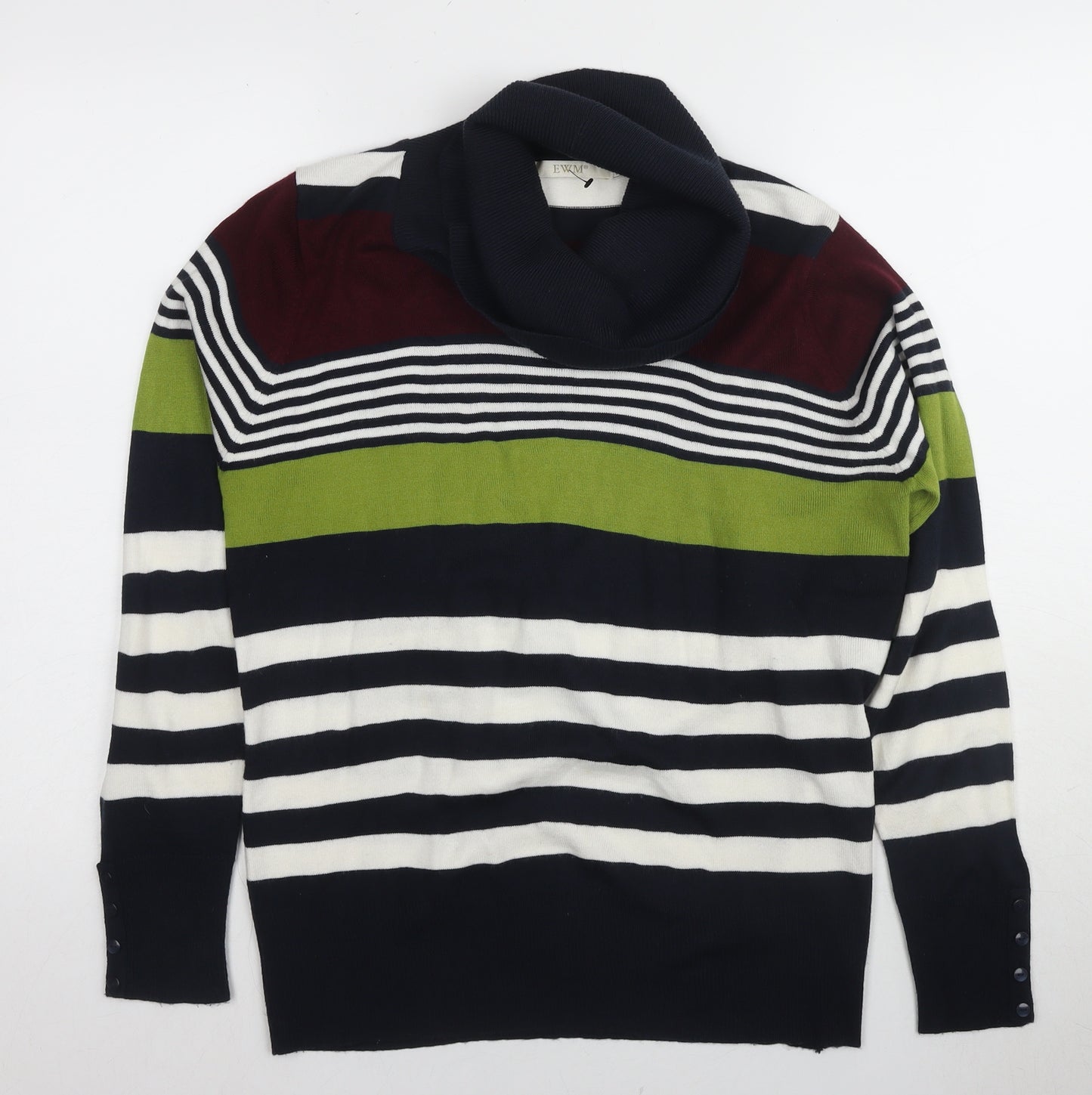 EWM Women's Multicoloured M Striped Pullover Jumper