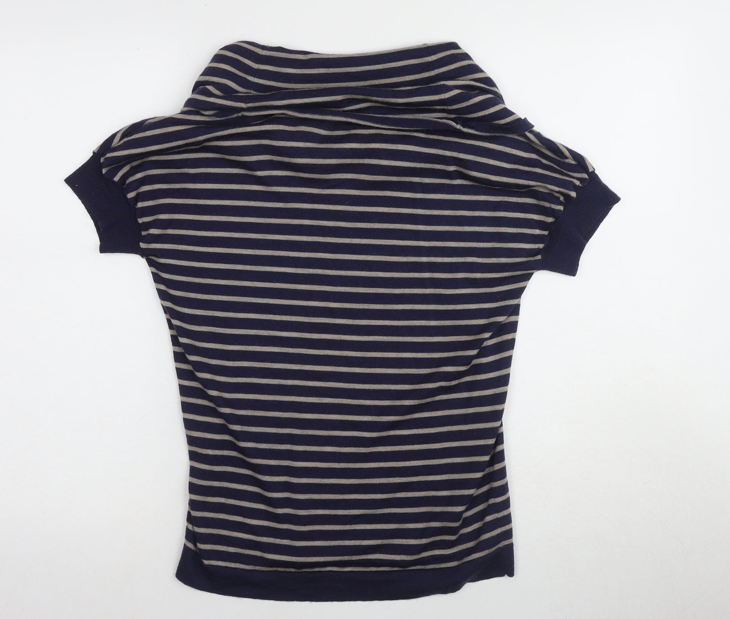 Gap Women's Blue Striped Cowl Neck T-Shirt, Size S