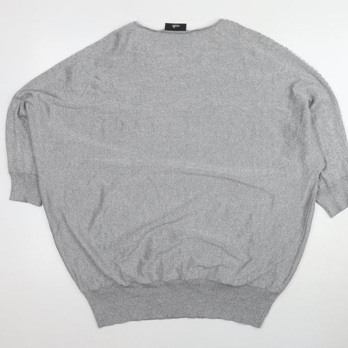 Wallis Women's Silver Pullover Jumper, Size L, Jewel Accent