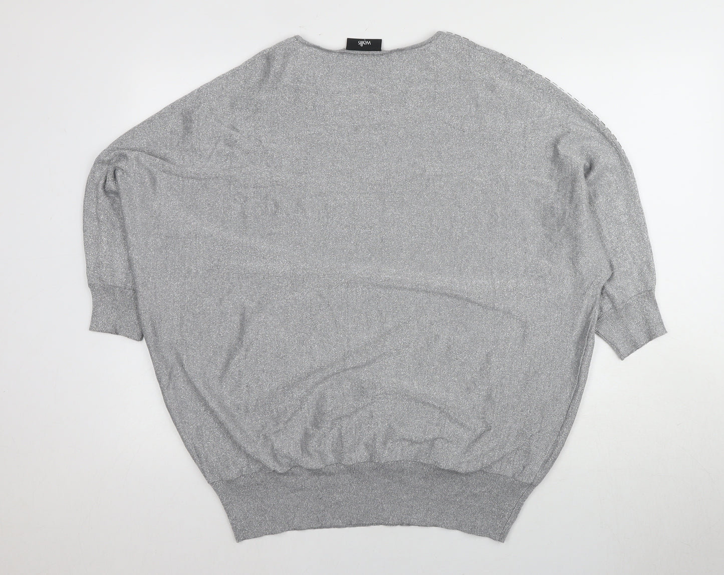 Wallis Women's Silver Pullover Jumper, Size L, Jewel Accent